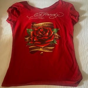 y2k ed hardy cropped tee